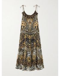 CAMILLA - Ruffled Tiered Leopard-Print Embellished Fil Coupé Midi Dress - Lyst