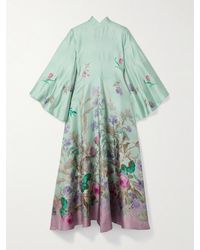 La DoubleJ - Magnifico Maxikleid Aus Seiden-Twill Mit Blumenprint - Lyst