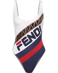 Fendi Bedruckter Badeanzug - Weiß