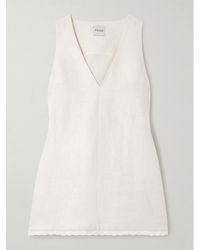 Posse - Effi Crocheted Lace-Trimmed Linen Mini Dress - Lyst