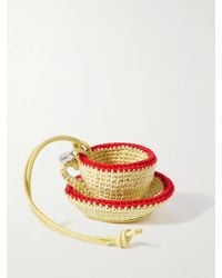 JW Anderson - Teacup Leather-Trimmed Crocheted Bag Charm - Lyst