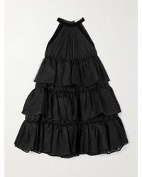 Nina Ricci - Halterneck Ruffled Crinkled Silk-Chiffon And Polka-Dot Mesh Mini Dress - Lyst