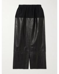 Sharon Wauchob - Laure Paneled Silk-Jersey And Leather Midi Skirt - Lyst