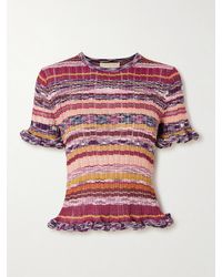 Ulla Johnson - Miya Ruffled Striped Ribbed-Knit Sweater - Lyst