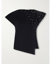 Isabel Marant - Sebani Asymmetric Gathered Bead-Embellished Cotton-Jersey T-Shirt - Lyst