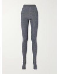 Bottega Veneta - Logo-Embroidered Knitted Wool Leggings - Lyst
