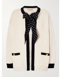 Valentino Garavani - Silk-Trimmed Cotton-Blend Cardigan - Lyst
