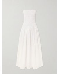 Matteau - Shirred Organic Cotton Midi Dress - Lyst