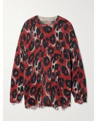 R13 - Distressed Leopard-Print Cotton Sweater - Lyst