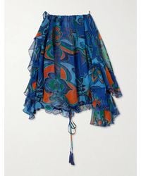Etro - Off-The-Shoulder Ruffled Printed Silk-Chiffon Blouse - Lyst