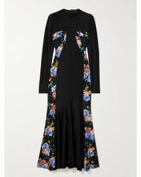 Rabanne - Paneled Printed Satin-Jersey Maxi Dress - Lyst