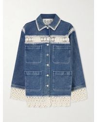 Sea - Stasia Crochet-Trimmed Denim Jacket - Lyst