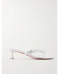 AMINA MUADDI - Janis 45 Crystal-Embellished Leather Thong Sandals - Lyst