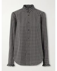 Nili Lotan - Elio Ruffle-Trimmed Checked Cotton Shirt - Lyst