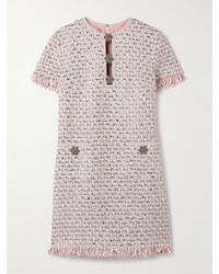 Valentino Garavani - Embellished Frayed Metallic Tweed Mini Dress - Lyst