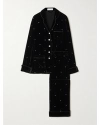 Olivia Von Halle - Coco Crystal-Embellished Velvet Pajama Set - Lyst