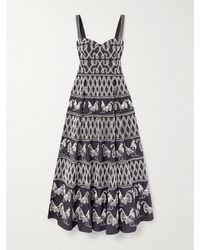 Emporio Sirenuse - Elida Bead-Embellished Embroidered Cotton-Blend Poplin Midi Dress - Lyst