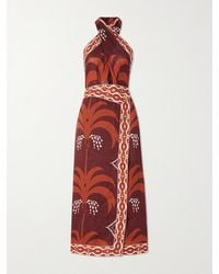 Johanna Ortiz - Cutout Printed Linen Halterneck Maxi Dress - Lyst