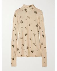 TOTEME - Tie-Detailed Draped Floral-Print Jersey Top - Lyst