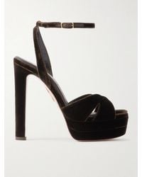 Aquazzura - Divine Plateau 130 Velvet Platform Sandals - Lyst