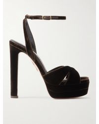 Aquazzura - Divine Plateau 130 Plateausandalen Aus Samt - Lyst