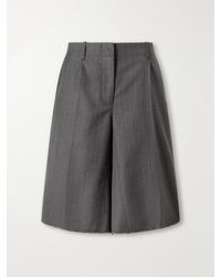 Our Legacy - Jumbo Distressed Pleated Striped Cotton And Wool-Blend Shorts - Lyst