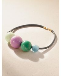 Marisa Klass - 18-Karat, Emerald, Chrysoprase, Phosphosiderite, Aquamarine And Leather Necklace - Lyst