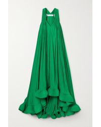 Lanvin Ruffled Chiffon Gown - Green