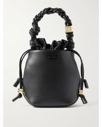 Ganni - Bou Embellished Braided Leather Bucket Bag - Lyst