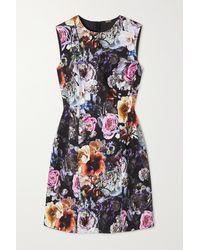 Adam Lippes Floral-print Stretch Cotton-twill Mini Dress - Black