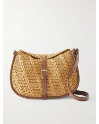 Etro - Pony Medium Leather-Trimmed Raffia Shoulder Bag - Lyst