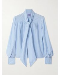Thierry Colson - Alba Pussy-Bow Striped Cotton-Poplin Blouse - Lyst
