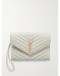 Saint Laurent - Monogramme Quilted Textured-Leather Pouch - Lyst