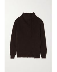 The Row Dassimo Ribbed Wool Turtleneck Jumper - Brown