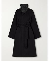 Bottega Veneta - Belted Intrecciato Leather-Trimmed Cotton-Gabardine Coat - Lyst