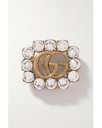 Gucci Goldfarbene Brosche Mit Kristallen - Mettallic
