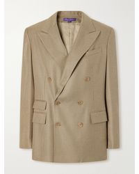 Ralph Lauren - Glen Double-Breasted Prince Of Wales Checked Silk Blazer - Lyst
