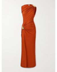 Bottega Veneta - Gathered Embellished Crepe-Jersey Maxi Dress - Lyst
