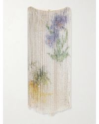Oscar de la Renta - Bead-Embellished Fringe And Mesh Mini Dress - Lyst