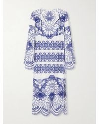 Borgo De Nor - Clea Scalloped Broderie Anglaise Cotton-Blend Midi Dress - Lyst
