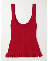 Brandon Maxwell - The Phoebe Ruffled Ribbed Cashmere Tank - Lyst