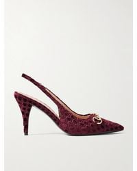 Gucci - Erin Slingback-Pumps Aus Devoré-Samt Mit Horsebit-Detail - Lyst