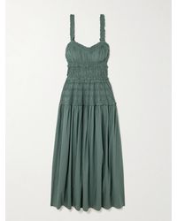 Doen - Marianne Midikleid Aus Biobaumwollpopeline Mit Raffungen - Lyst