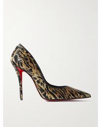 Christian Louboutin - Miss Z Ocelot 100 Lurex And Leather-Trimmed Sequined Satin Pumps - Lyst