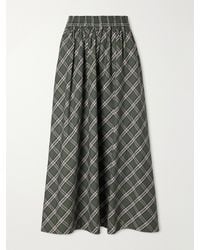 SKALL - Dagny Gathered Checked Organic Cotton-Poplin Midi Skirt - Lyst