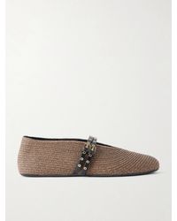 Alaïa - Leather-Trimmed Raffia Ballet Flats - Lyst