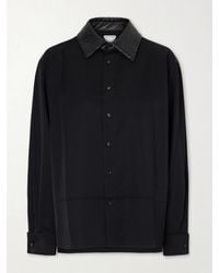 Bottega Veneta - Intrecciato Leather-Trimmed Wool-Twill Shirt - Lyst