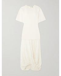 TOTEME - Cocoon Draped Voile-Paneled Knitted Maxi Dress - Lyst