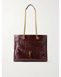 Saint Laurent - Niki Small Crinkled-Leather Tote - Lyst