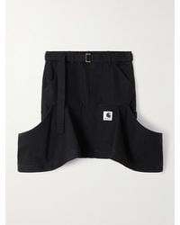 Sacai - Carhartt Wip Belted Draped Cotton-Canvas Mini Skirt - Lyst